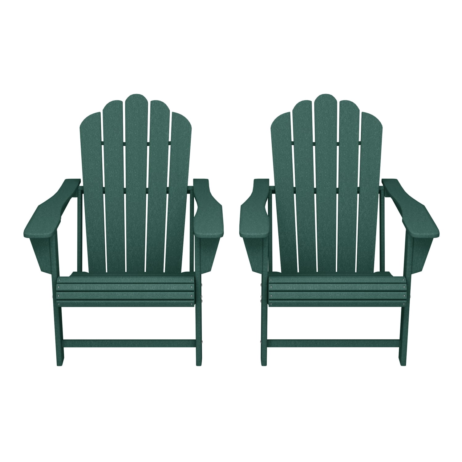 WestinTrends Highland Outdoor Patio HDPE Adirondack Chairs With Cup Holders (Set of 2), Dark Green