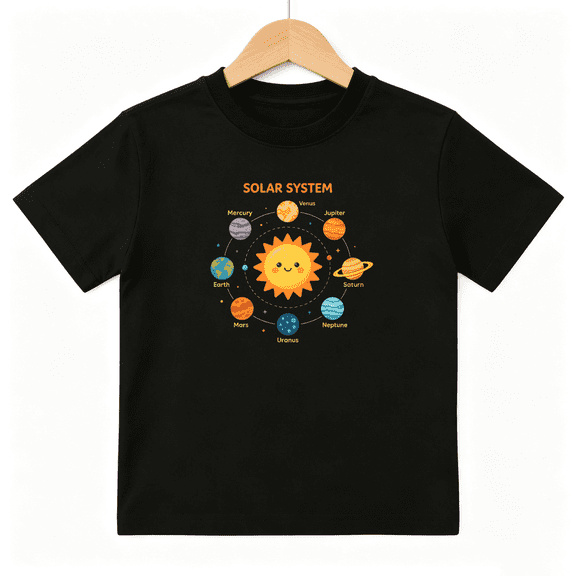 Solar System Planets Astronomy Space Boys Graphic Tees STEM School Kids T-Shirt 100% Cotton Short Sleeve Tops Ages 4-13Y