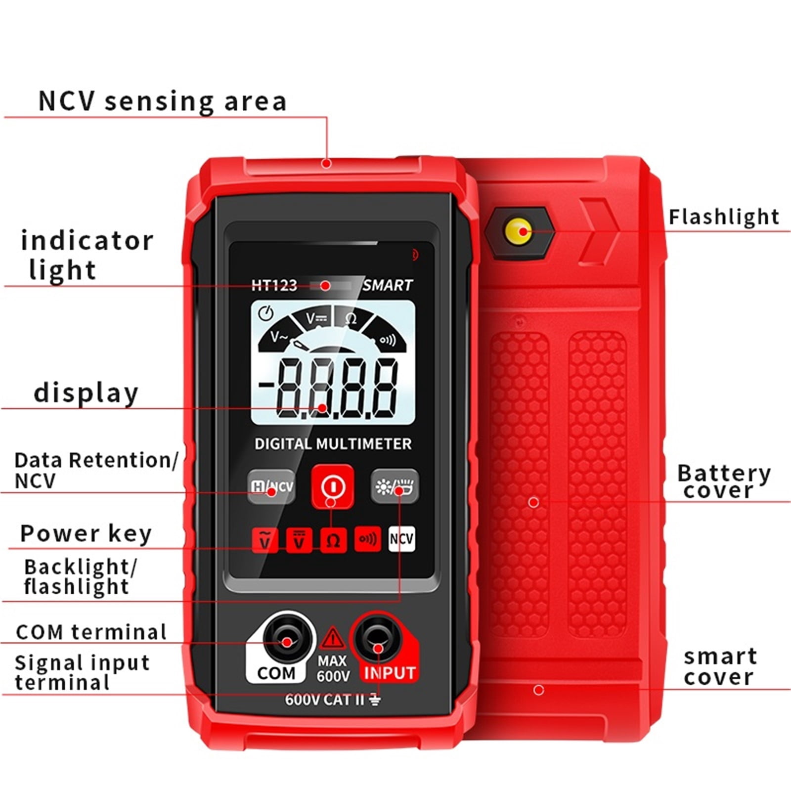 Mini Digital Multimeter AC DC Voltage 600V Smart Multimetro Auto Range Meter NCV Ohm Test Profesional Electrician Tester ,Battery Test