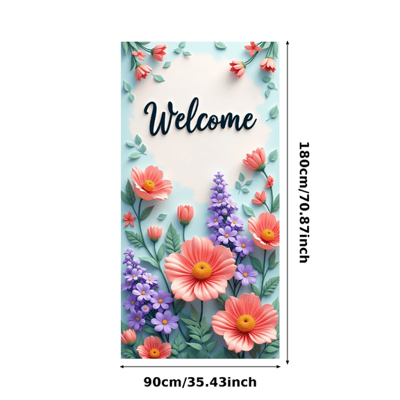 Decorative Design Floral Welcome Banner Colorful Flowers Elegant Style for Home Decoration Party Event