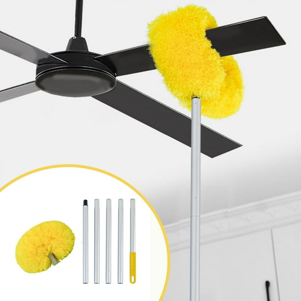 Plumero de Microfibra para Ventiladores de Techo con Extensión de 169 Cm - Desmontable | Herramienta de Limpieza Lavable para Techos Altos | Persianas y Muebles - Gris, Amarillo, Azul y Verde
