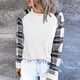 thumbnail image 2 of Casual Cuello Redondo Túnica Top Suelto Mujer Raglan Manga Larga Blusa Camisas para Uso Diario Blanco S, 2 of 6