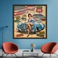thumbnail image 3 of Garage Art, Tin Car Art, Woman With Retro Car Art, Old Car Canvas Art, America Canvas, Vintage Car Canvas Art, Car Canvas, Canvas Wall Decor - Black Framed, 3 of 5