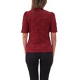 thumbnail image 3 of INSPIRAR CHIC Blusa de Encaje Floral de Cuello Alto con Mangas Cortas Abullonadas Elegante Blusa de Encaje para Mujeres Talla M Rojo Oscuro, 3 of 6