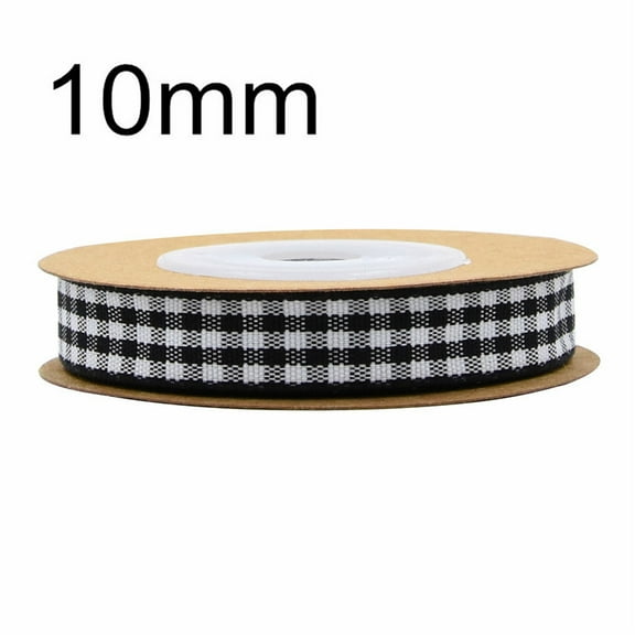 NAMZI 0.4 Inch x 5.5 Yards Gingham Ribbon, Classic Plaid Buffalo Checker Ribbon for Gift Wrapping, Hair Bows & DIY Crafts, Black