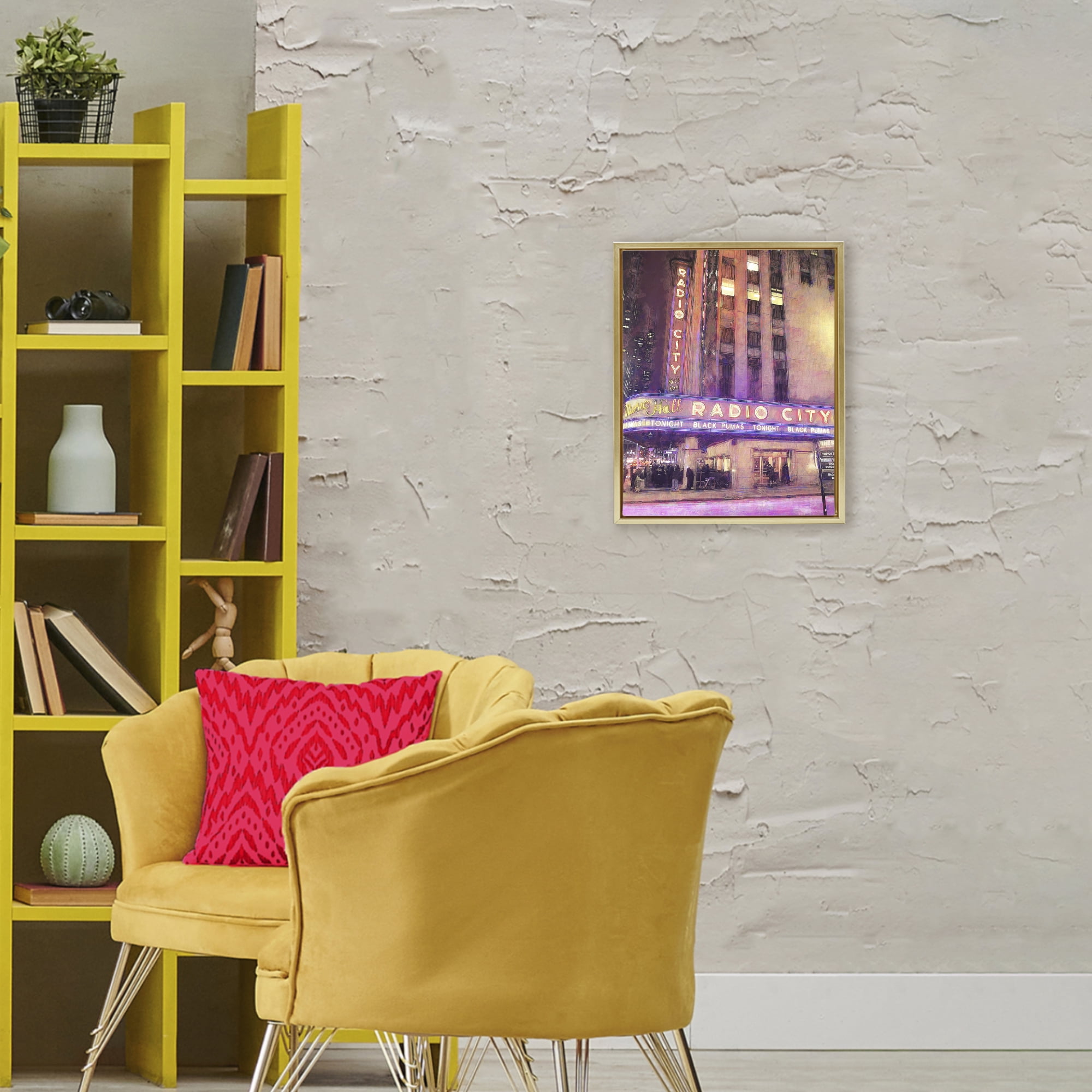 Stupell Industries Radio City Music Hall Gold Framed Floater Canvas Wall Art, design by Grotto Studios