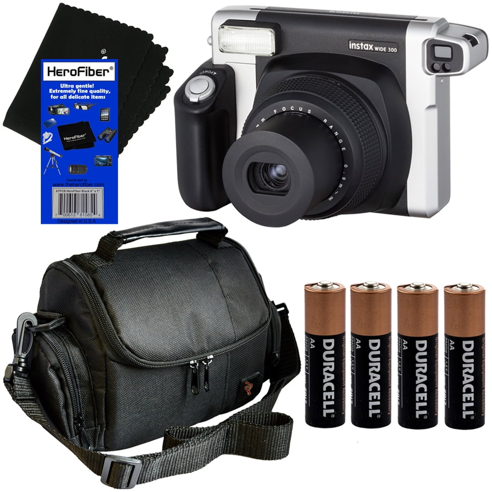 Fujifilm INSTAX 300 WideFormat Instant Photo Film Camera (Black/Silver) + Well Padded Camera