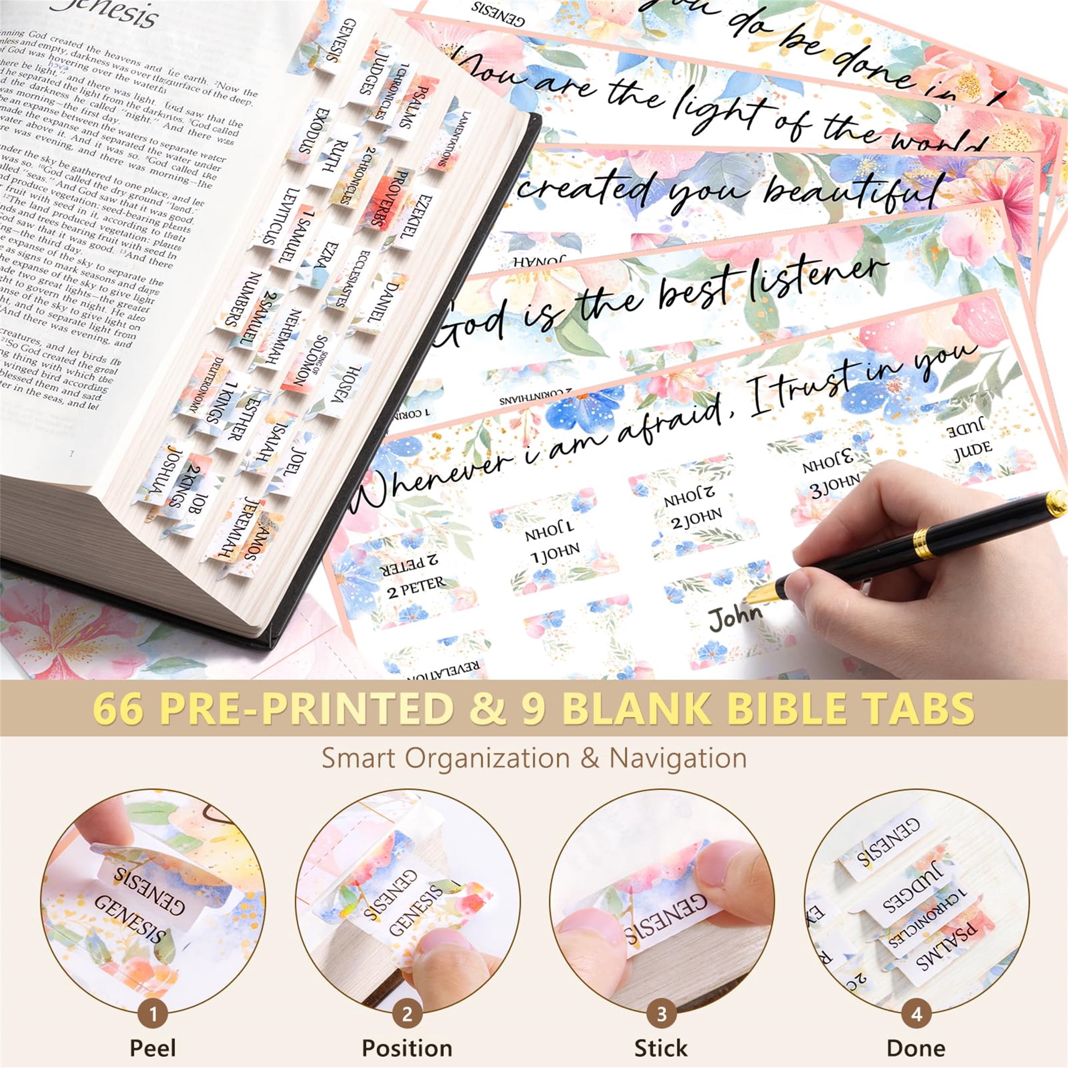 Bible Cover Case with Bible Study Supplies Journaling Kit, Bible Study Tool w/Pastel Highlighter Pen, Pencil Case Notebook Annotation Kit Accessories Set, Christian Gifts for Women (Pink)