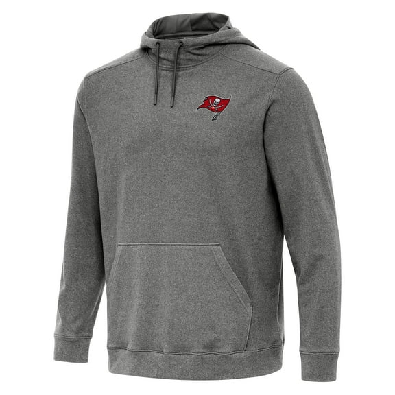 Men's Antigua Heather Black Tampa Bay Buccaneers Cloud Pullover Hoodie