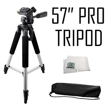 Professional 57-inch Tripod 3-way Panhead Tilt Motion with Built In Bubble Leveling for Small Canon, Nikon, Sony, Pentax, Leica, Sigma, Fuji, Olympus, Panasonic, JVC, Samsung Cameras +