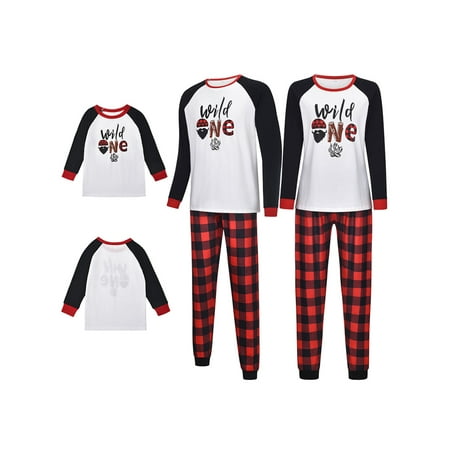 

Baby Kids Women Men Christmas Pajamas Set for Family Sleepwear Nightwear Loungewear Holiday Matching Pajamas Set 2pcs(Long Leeve Pullover Tops+Red Plaid Long Pants)