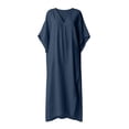 thumbnail image 5 of Tqcoqu Women's Beach Vacation Midi Dresses,V Neck Side Slit Kaftan Cover Up Dress,Navy Women's S-XXXL, 5 of 9