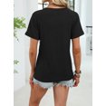 thumbnail image 2 of Cuteduck Women's Short Sleeve V-Neck T-Shirt – Ruched Detail, Loose Fit Solid Color Soft Summer Top – Casual Everyday Essential S-2X, 2 of 7