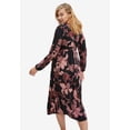 thumbnail image 2 of ellos Women's Plus Size Surplice Midi Dress With Self Tie - 14/16, Black Berry Floral, 2 of 2