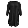 thumbnail image 5 of Olyvenn Women Rib Knit Tunic Tops Short Sleeve Crewneck Long Shirts 2025 Trendy Solid Color Basic Casual Blouses Tunics Black XL, 5 of 7