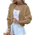 thumbnail image 2 of Women's Fashion Long Sleeve Open Front Knit Cropped Cardigan Sweaters Solid Color Casual Drop Shoulder Short Shrugs Sweater Coats, 2 of 5