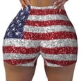 thumbnail image 2 of Susaid America Flag Glitter Print Intensify Workout Shorts for Women Seamless Scrunch Short Gym Yoga Running Sport Active Exercise Fitness Shorts-Medium, 2 of 8