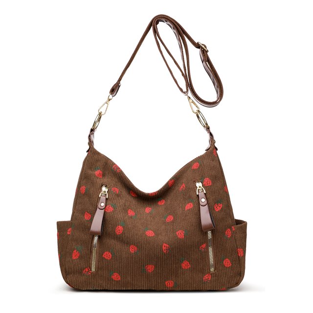 Bolso Hobo Bandolera Hombro Mujer Pana Con Multibolsillos