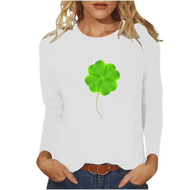 FAIWAD Hauts de la Saint-Patrick pour Femmes à Manches Longues, Col Rond, Imprimés, Décontractés, Tuniques Grande Taille