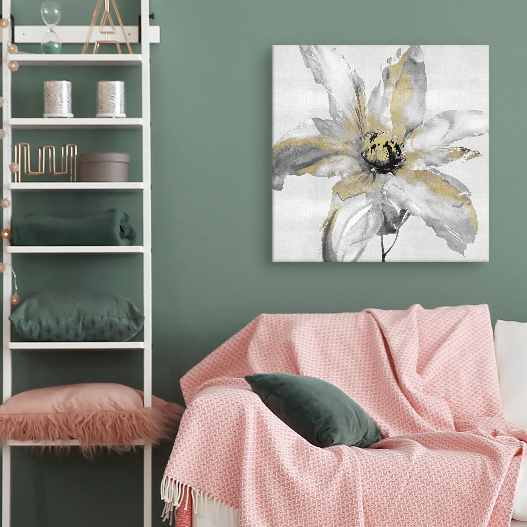 Gold Hearted Flower by Tania Bello Floral Canvas Art