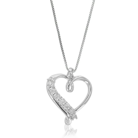 Vir Jewels 1/12 CTTW Lab Grown Diamond Heart Pendant Necklace in Sterling Silver with Chain For Women
