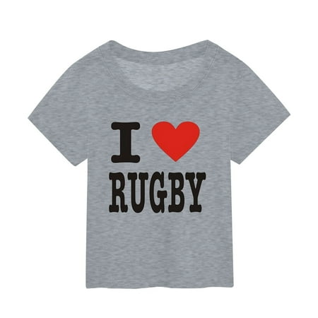 

Girls Shirts Football Fans Sports Summer Kids Character Football Letter Printing Short Sleeve Out Wear T Shirts Rugby Tee T Shirts Tops 3-4 Years