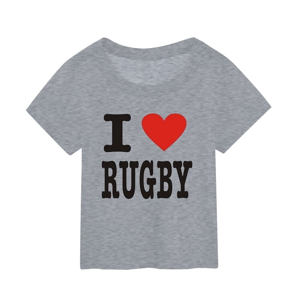 Gibobby Blusas De Manga Larga Para Niñas al fútbol americano Regalos deportivos Tops Verano Niños Carácter Fútbol Impresión Manga corta Ropa Camiseta Camiseta de rugby para niño (Gris, 7-8 Años)