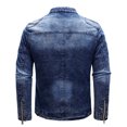 thumbnail image 2 of KaLI_store Denim Jacket for Man Men's Solid Color Loose Autumn Winter Button Vintage Denim Jacket Tops Blouse Coat Blue,4XL, 2 of 5