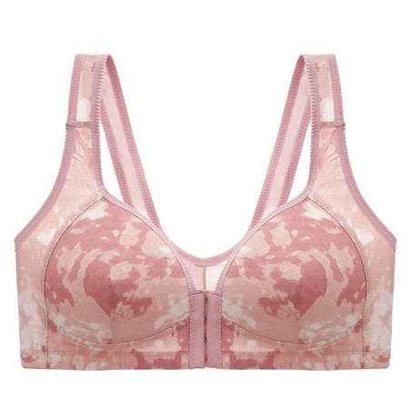 

Odeerbi Lace Bras for Women Sexy Plus Size Camouflage Print Front Deduction Breath Wireless Non-Magnetic Buckle Underwear Red