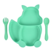 Uanit Children's Feeding Tableware Cartoon Squirrel Compartmented Dinner Plate Children Food Silicone Kitchen Dining & Bar