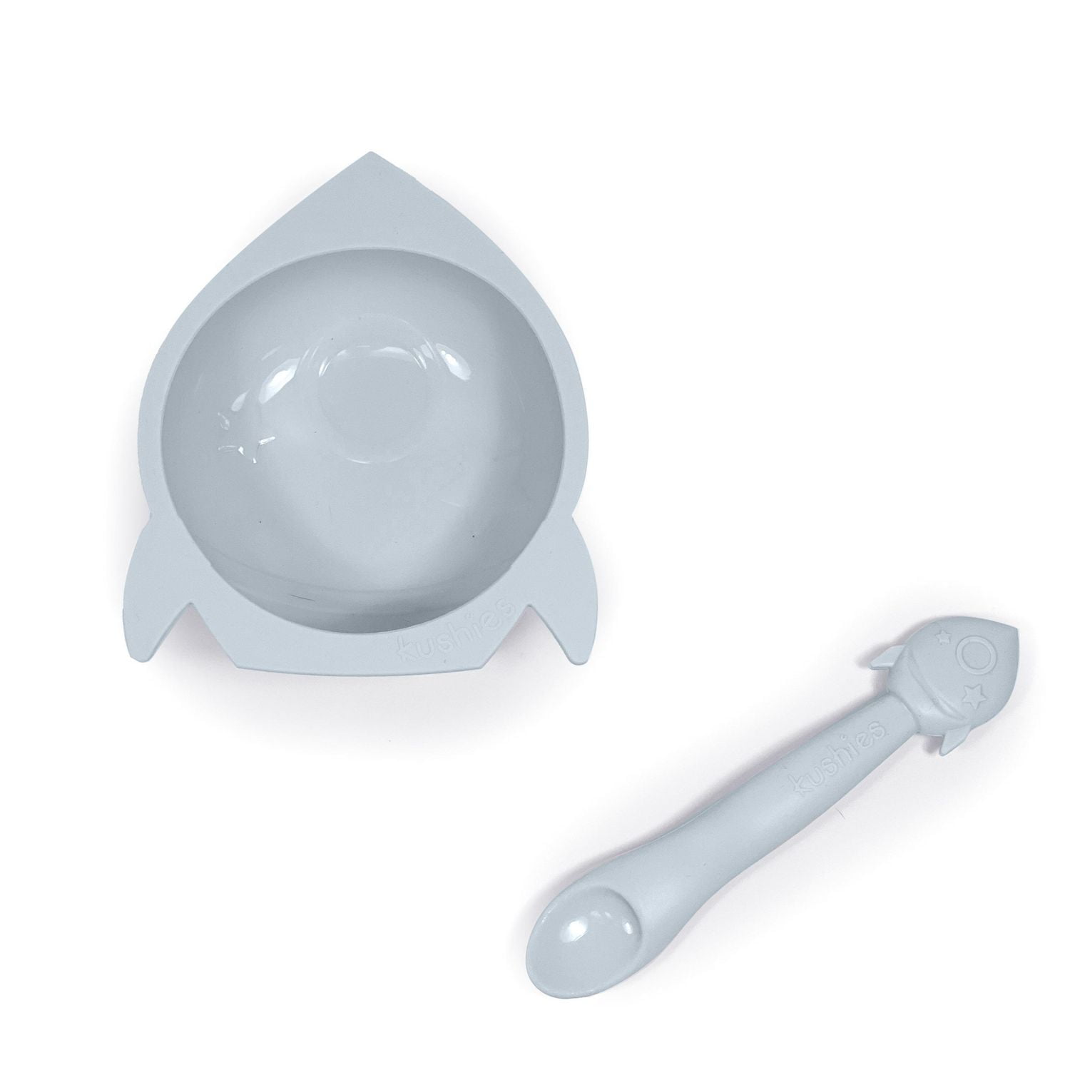 Kushies Silibowl - Silicone Suction Bowls and Spoon Set for Baby- BPA-free - Blue