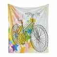 thumbnail image 1 of Sketchy Soft Flannel Fleece Blanket, Hands Drawn Image of a Bicycle Abstract Colorful Pattern Bow on Bike Illustration, Cozy Plush for Indoor and Outdoor Use, 70" x 90", Multicolor, by Ambesonne, 1 of 6