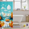 thumbnail image 3 of Natural Scenery Shower Curtain for Kids Boys Girls Teens Mountain Lake Fabric Shower Curtain Travel Car Bathroom Waterproof Accessories with 12 Hooks Nutrue Theme Curtains,72x72 Inches, 3 of 6