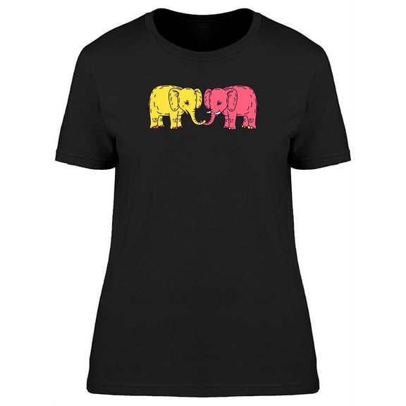 Cute Elephants Doodle Cartoon T-Shirt Women -Image by Shutterstock, Female x-Large
