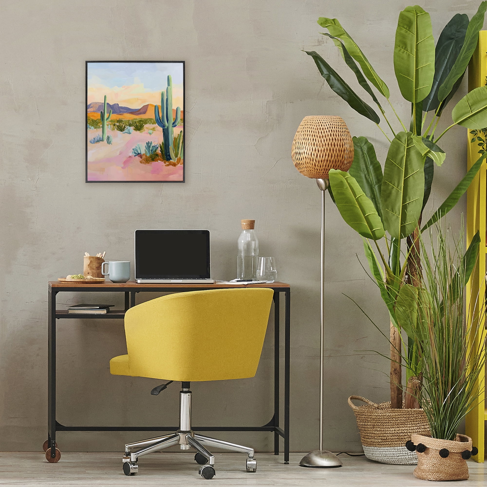 Stupell Industries Cactus Desert with Soft Sunset Black Framed Giclee Art, design by The Prints Vibe