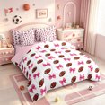 thumbnail image 2 of Manfei Classic Fashion Bowknot 7 Pieces Full Size Bedding Sets,American Rugby Print Full Size Bed in a Bag,Pink Reversible, 2 of 7