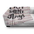 thumbnail image 3 of Enjoy the Little Things Soft Flannel Fleece Throw Blanket, Hand Drawn Calligraphy on Stripped Pastel Background, Cozy Plush for Indoor and Outdoor Use, 60" x 80", Pale Pink White, by Ambesonne, 3 of 6
