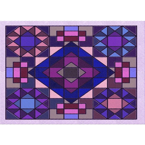 Ahgly Company Indoor Rectangle Patterned Rich Lilac Purple Area Rugs, 8' x 12'