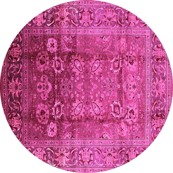 Ahgly Company Indoor Round Oriental Pink Industrial Area Rugs, 5' Round