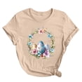 thumbnail image 1 of Chandail à Manches Courtes Col Rond pour Femmes, Haut Décontracté Imprimé avec Mélange Polyester-Spandex, Léger et Extensible, Lavage à la Main Froid, 1 of 3