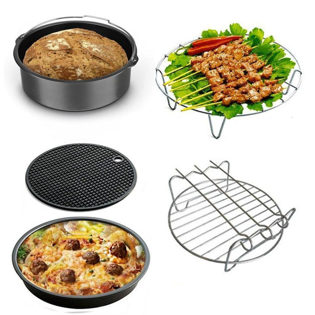 Nonstick 6-8 inch Air Fryer With Pizza Pan Cake Cup Stainless Steel Grill