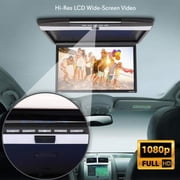 PYLE PLRV1725 - Vehicle Flip-Down Display Screen - Roof Mount Monitor with 1080p Support, HDMI/USB/Micro SD/IR/FM Transmitter (17.3’’ -inch Display)