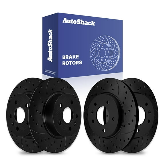 AutoShack Front Vented & Rear Solid Drilled & Slotted E-Coated Brake Rotors Black Finish 4-PC Set Replacement for 2013-2015 Chevrolet Malibu 2012-2016 Buick LaCrosse 2011-2017 Buick Regal NightGuard