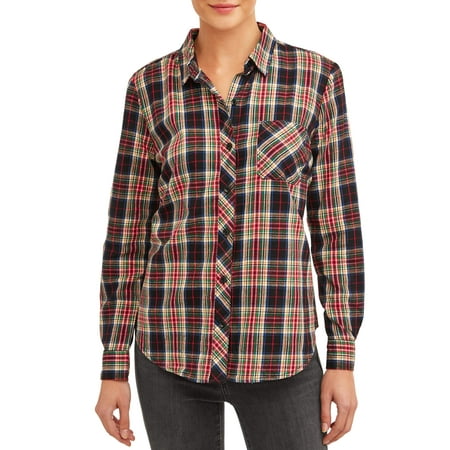 Womens Woven Plaid Shirt