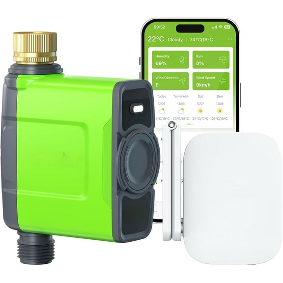 WiFi Water Timer for Garden Hose, Smart Sprinkler Timer with WiFi Antenna Gateway, Automatic Irrigation Controller, APP Remote Control, Weather-Based Smart Watering, for Lawn, Garden