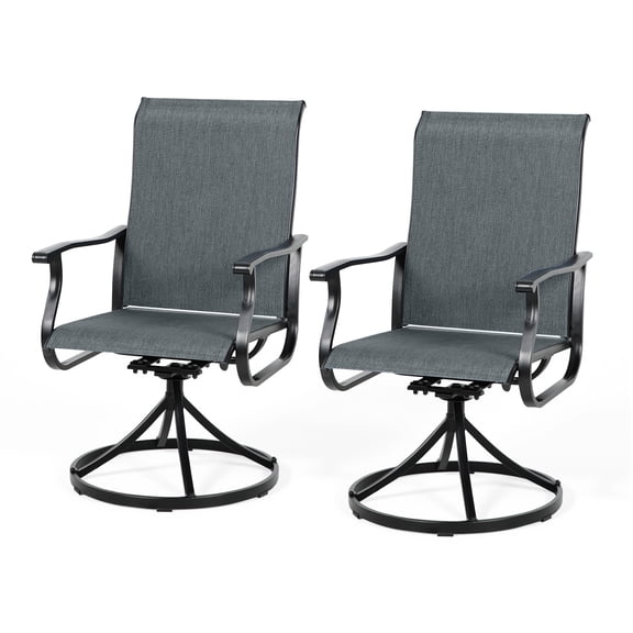 Suncrown Metal Outdoor Swivel Dining Chair - Set of 2, Grey