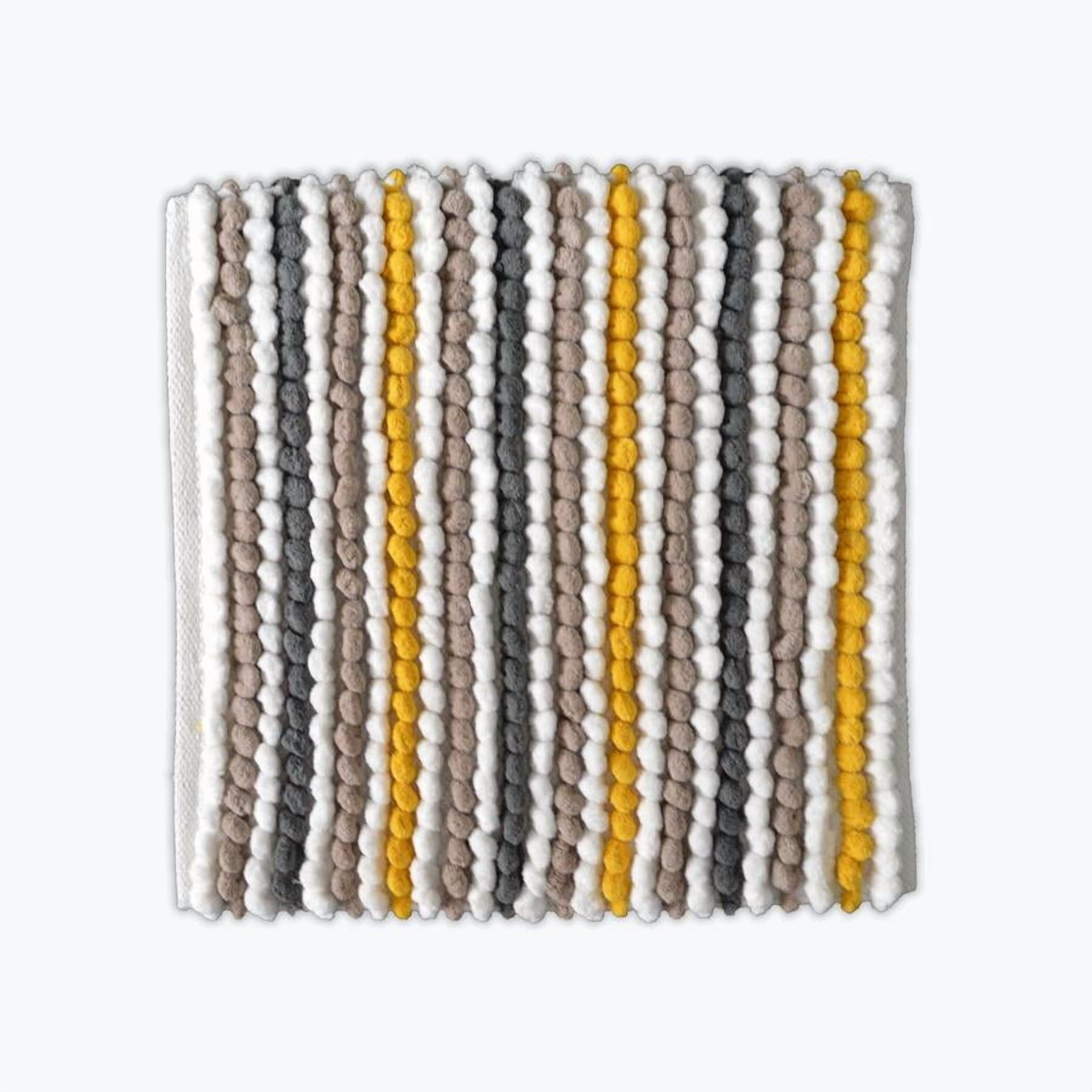 Striped Chunky Bobble Square Bath Mat