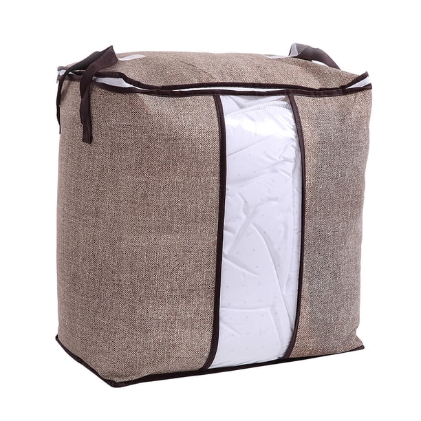 Bolsas de almacenamiento plegables con cremallera, transparentes, impermeables, para guardar ropa, juguetes y ropa (color lino).