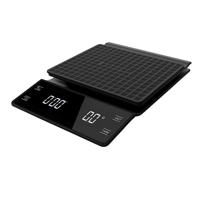 Báscula digital para café con temporizador y pantalla LED. Báscula para espresso para hornear café. Negro