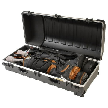 SKB Cases Double ATA Standard Hard Plastic Storage Wheeled Golf Bag Travel (Best Hard Golf Travel Case)